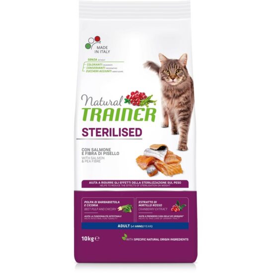 Natural Trainer Cat Adult Sterilised Salmon (losos) 10 kg
