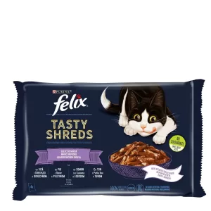Felix Cat tasty shreds/fileti multipack mix  losos,tuna,govedina I piletina  4 x 80gr
