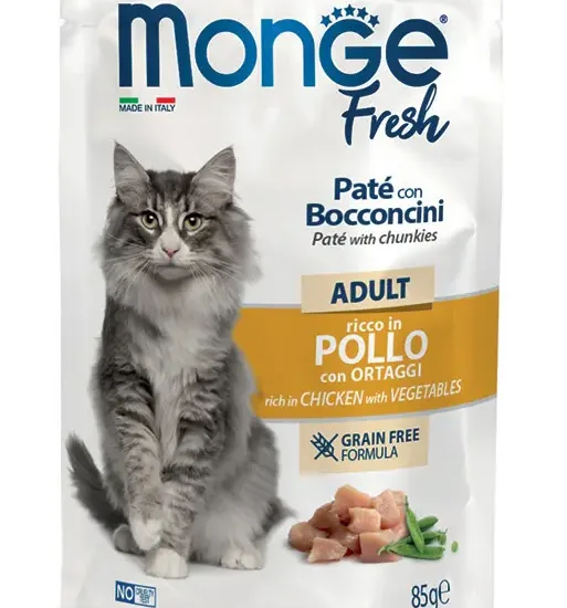 Monge Fresh pašteta sa komadićima piletine za odrasle mačke 85gr (grain free)