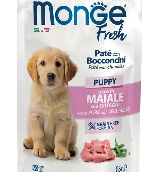 Monge Fresh puppy pašteta sa komadićima svinjetine i povrća 85 gr